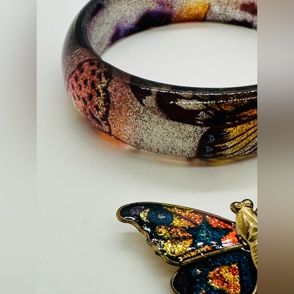 Vintage Butterfly Brooch & Bangle Bracelet - Picture 8 of 11